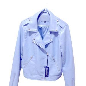BlankNYC Baby Blue Vegan Leather Moto Biker Jacket Size Medium